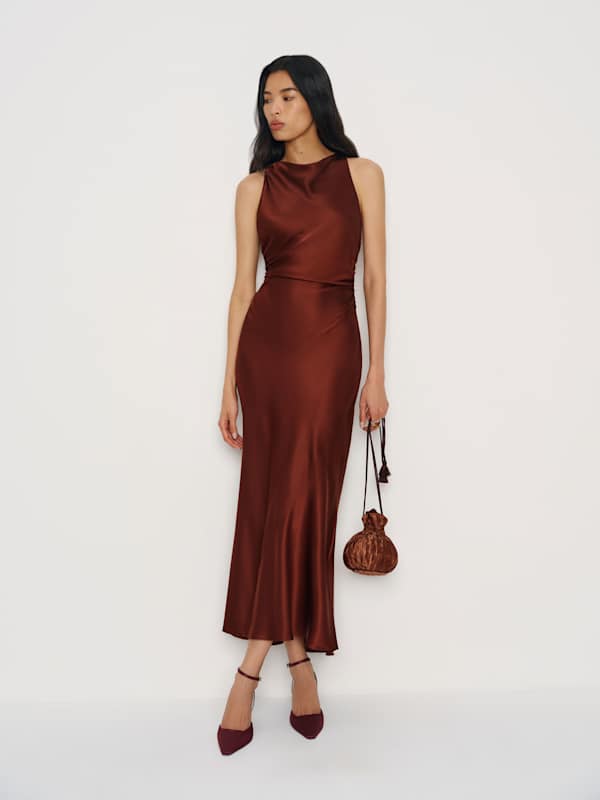 Aphrodite Pleated Pouch - Plisse Espresso Satin